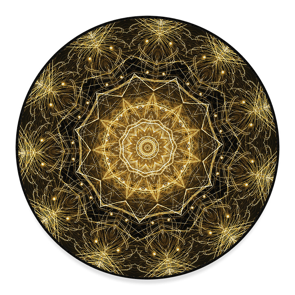 Gold Kaleidoscope Print Round Floor Mat