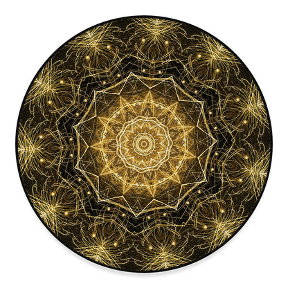 Gold Kaleidoscope Print Round Floor Mat