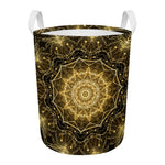 Gold Kaleidoscope Print Round Laundry Basket