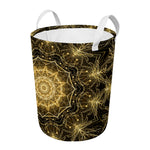 Gold Kaleidoscope Print Round Laundry Basket