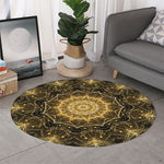 Gold Kaleidoscope Print Round Rug