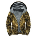 Gold Kaleidoscope Print Sherpa Lined Zip Up Hoodie