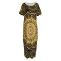 Gold Kaleidoscope Print Short Sleeve Long Nightdress