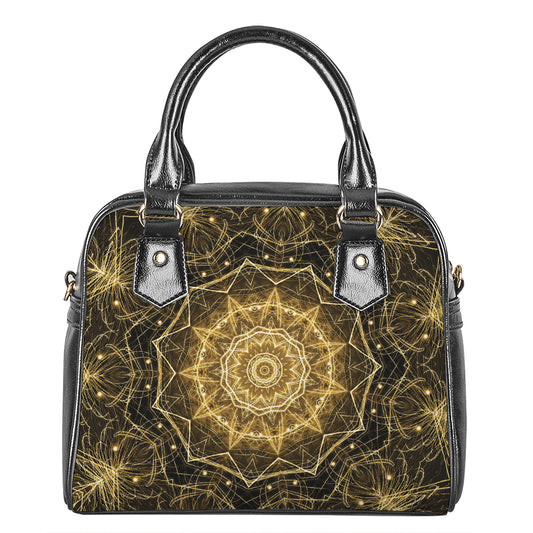 Gold Kaleidoscope Print Shoulder Handbag