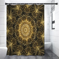 Gold Kaleidoscope Print Shower Curtain