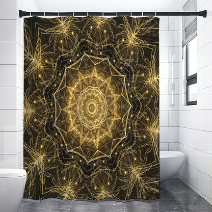 Gold Kaleidoscope Print Shower Curtain