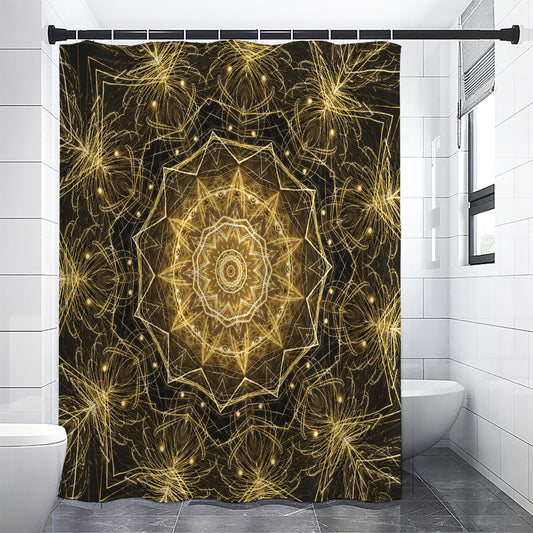 Gold Kaleidoscope Print Shower Curtain