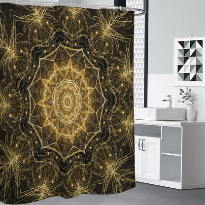 Gold Kaleidoscope Print Shower Curtain