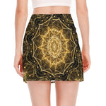 Gold Kaleidoscope Print Side Slit Mini Skirt