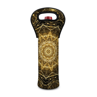 Gold Kaleidoscope Print Single Neoprene Wine Tote