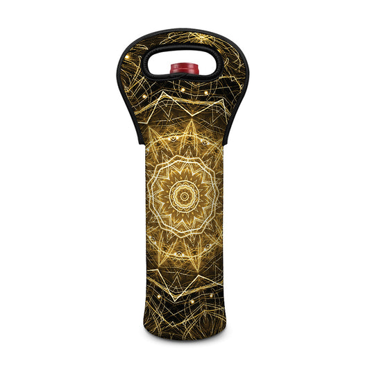 Gold Kaleidoscope Print Single Neoprene Wine Tote
