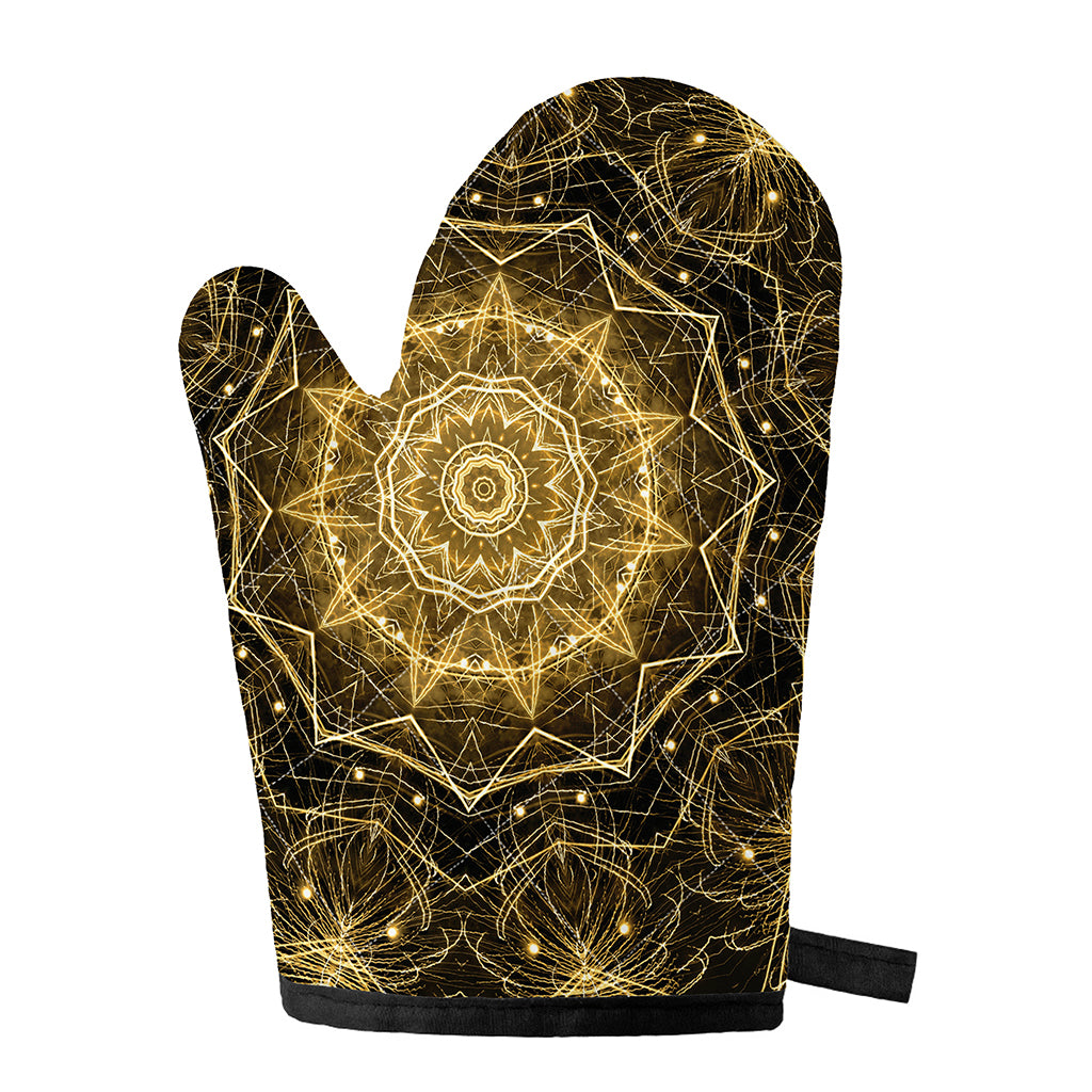 Gold Kaleidoscope Print Single Oven Mitt