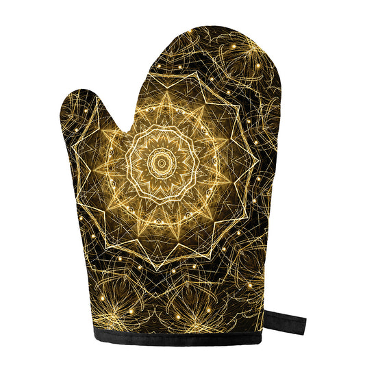 Gold Kaleidoscope Print Single Oven Mitt