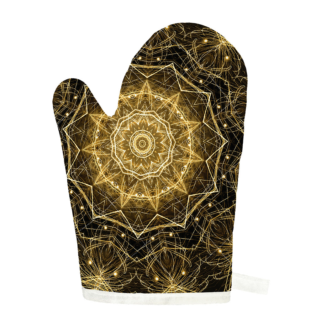 Gold Kaleidoscope Print Single Oven Mitt