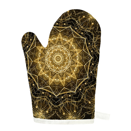 Gold Kaleidoscope Print Single Oven Mitt