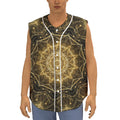 Gold Kaleidoscope Print Sleeveless Baseball Jersey