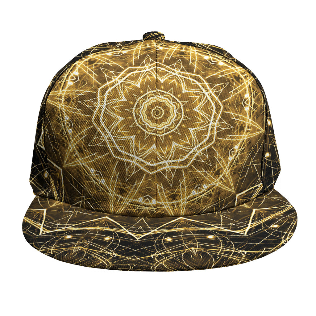 Gold Kaleidoscope Print Snapback Cap