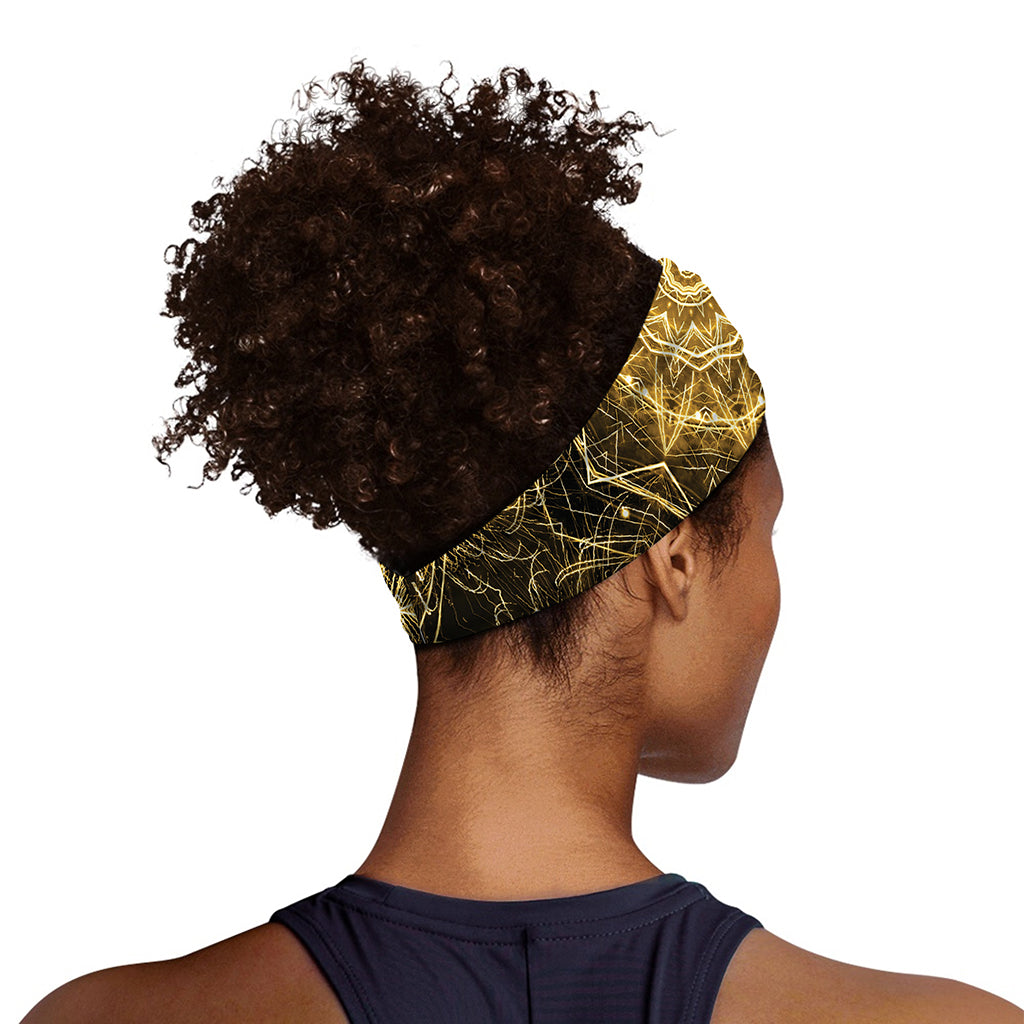 Gold Kaleidoscope Print Sports Headband