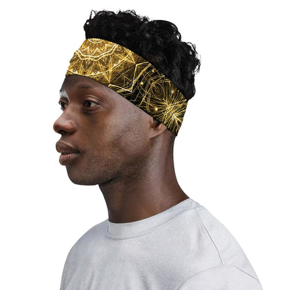 Gold Kaleidoscope Print Sports Headband