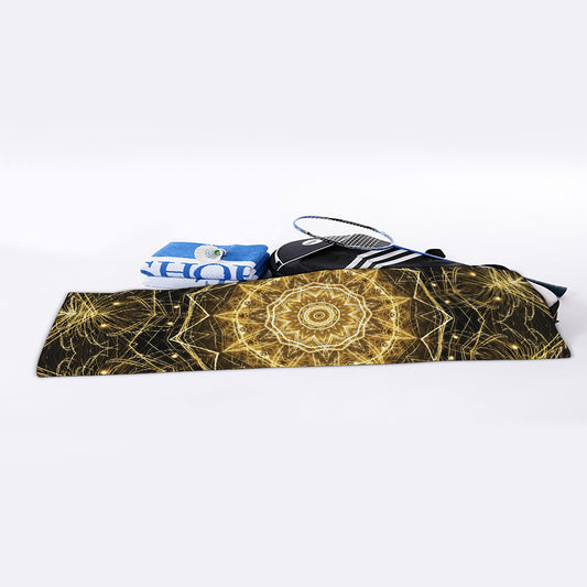Gold Kaleidoscope Print Sports Towel