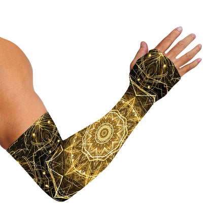 Gold Kaleidoscope Print Sun Protection Arm Sleeves