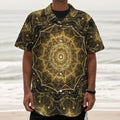 Gold Kaleidoscope Print Textured Short Sleeve Shirt