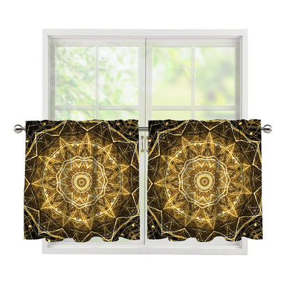 Gold Kaleidoscope Print Tier Curtains