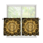 Gold Kaleidoscope Print Tier Curtains