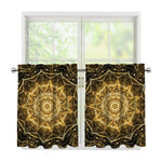 Gold Kaleidoscope Print Tier Curtains