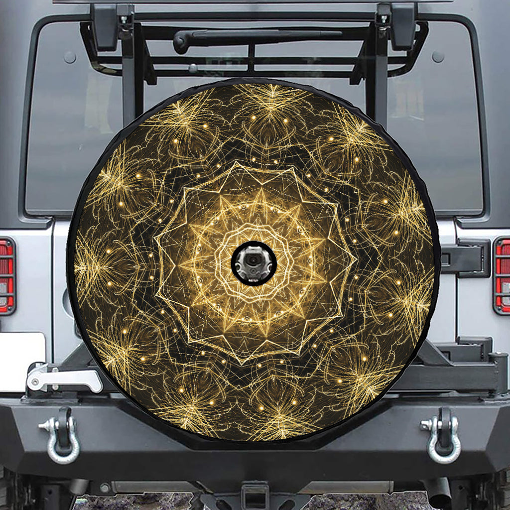 Gold Kaleidoscope Print Tire Cover With Camera Hole