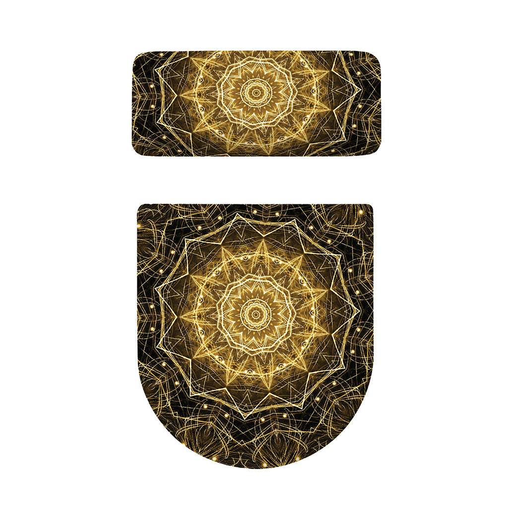 Gold Kaleidoscope Print Toilet Lid And Tank Cover Set