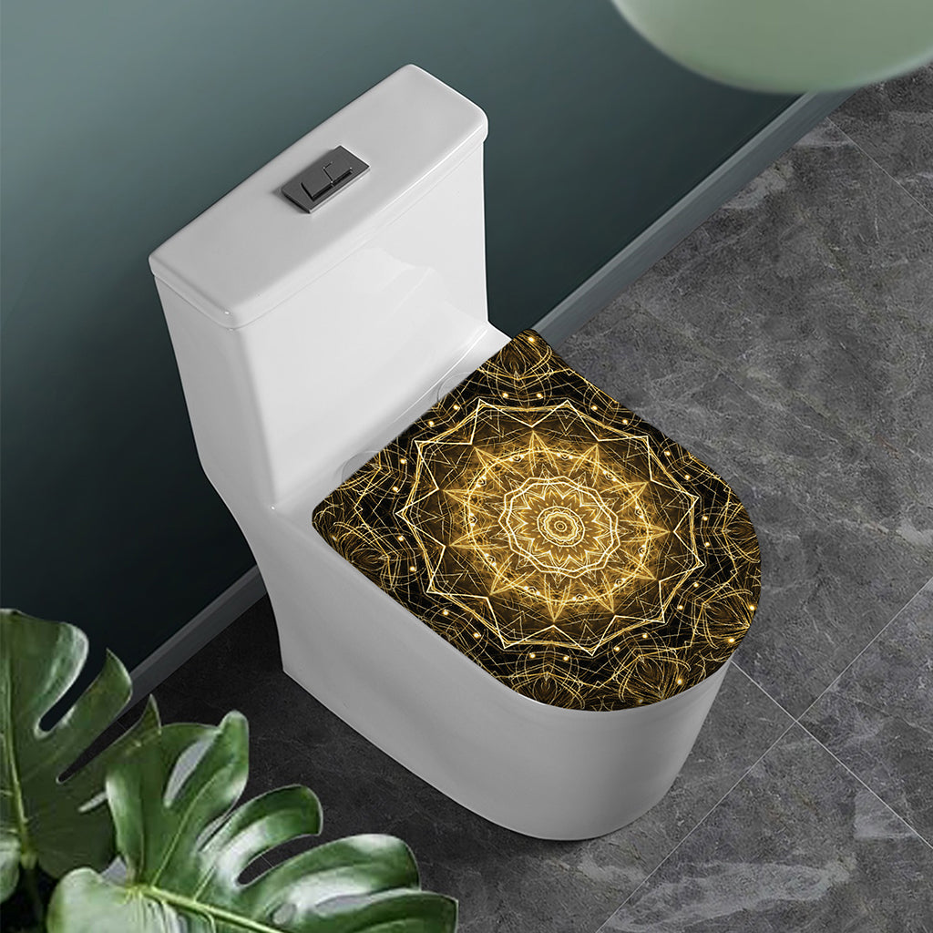 Gold Kaleidoscope Print Toilet Lid Cover