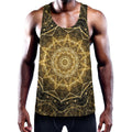 Gold Kaleidoscope Print Men's Workout Tank Top