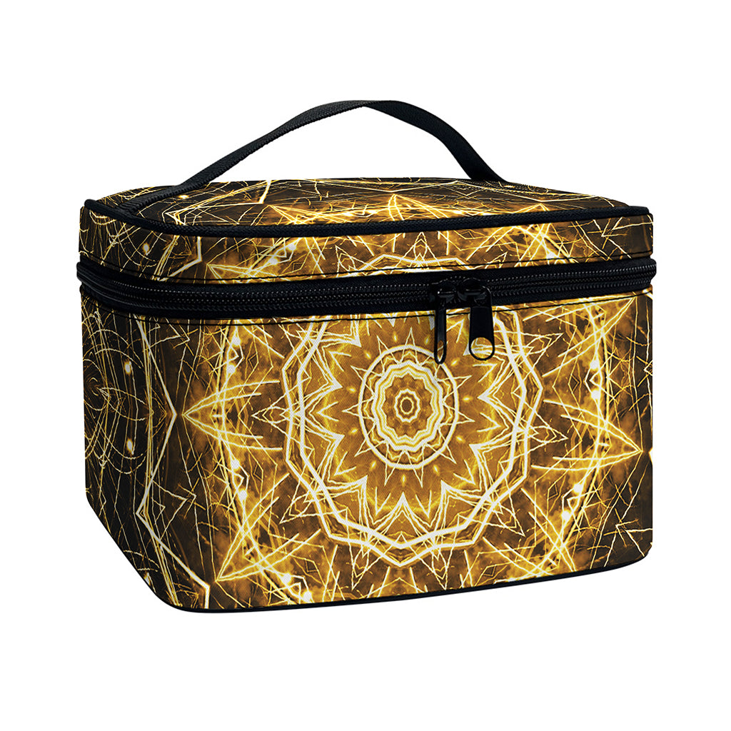 Gold Kaleidoscope Print Travel Makeup Bag