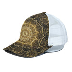 Gold Kaleidoscope Print White Mesh Trucker Cap