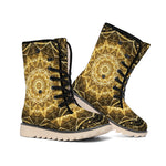 Gold Kaleidoscope Print Winter Boots