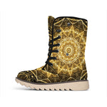 Gold Kaleidoscope Print Winter Boots
