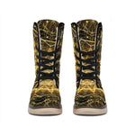 Gold Kaleidoscope Print Winter Boots