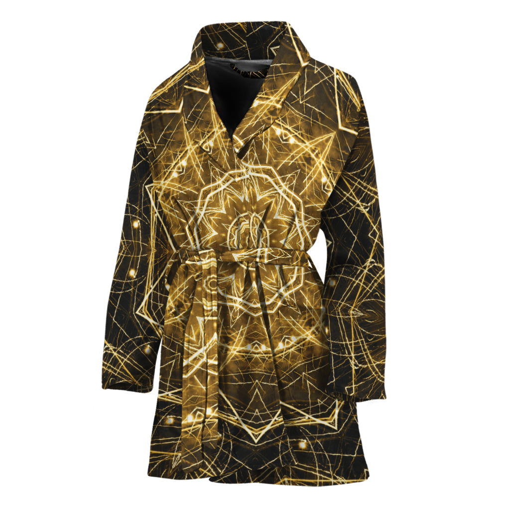 Gold Kaleidoscope Print Women's Bathrobe