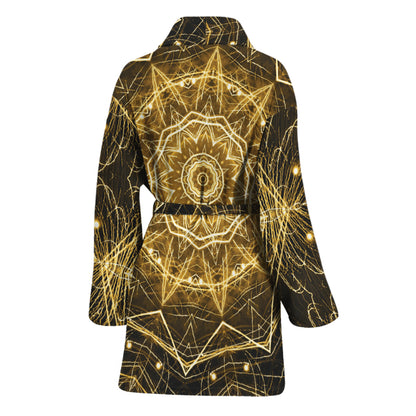 Gold Kaleidoscope Print Women's Bathrobe