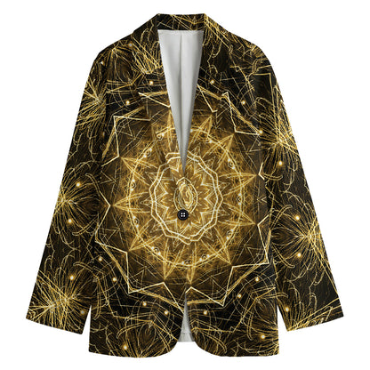 Gold Kaleidoscope Print Women's Blazer