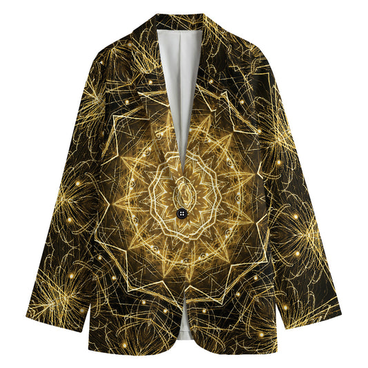 Gold Kaleidoscope Print Women's Blazer