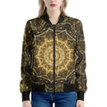 Gold Kaleidoscope Print Women's Bomber Jacket