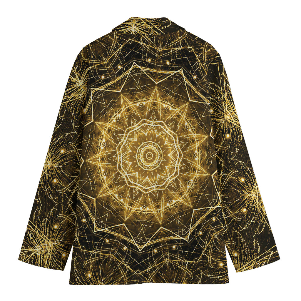 Gold Kaleidoscope Print Women's Cotton Blazer