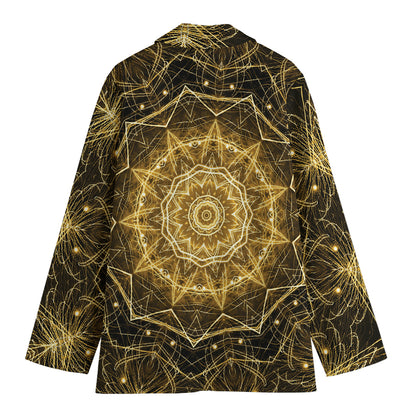Gold Kaleidoscope Print Women's Cotton Blazer