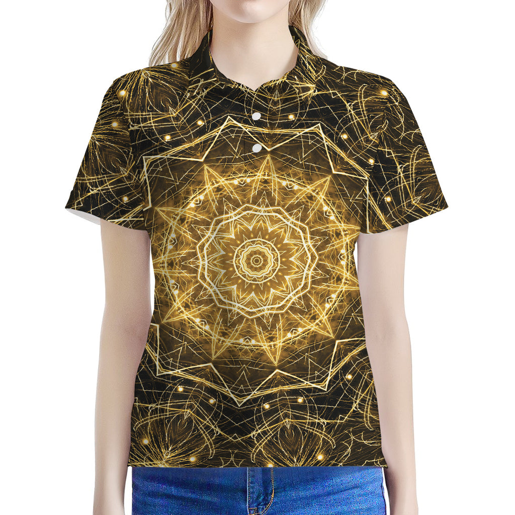 Gold Kaleidoscope Print Women's Polo Shirt