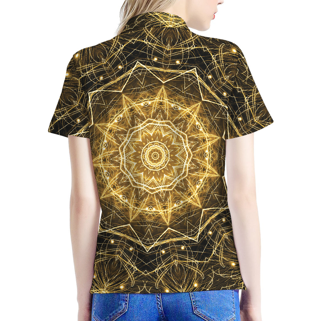 Gold Kaleidoscope Print Women's Polo Shirt