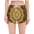 Gold Kaleidoscope Print Women's Split Running Shorts