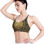 Gold Kaleidoscope Print Women's Sports Bra