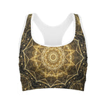 Gold Kaleidoscope Print Women's Sports Bra